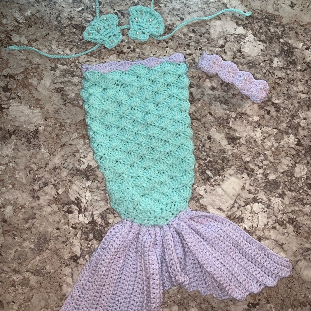 Handmade crochet baby girl Mermaid photo prop